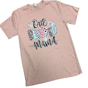 Bella Canvas Women’s Pink One Blessed Mama Tee, Size Medium